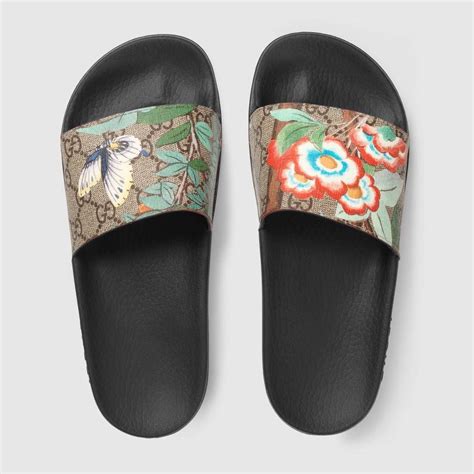 gucci butterfly slides|gucci floral slides women.